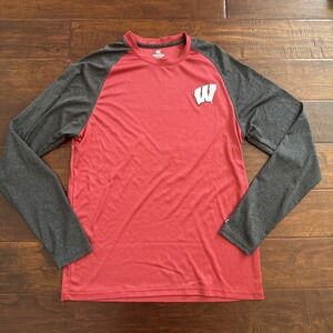 University Of Wisconsin Badgers Raglan Performance Shirt NCAA Size Large